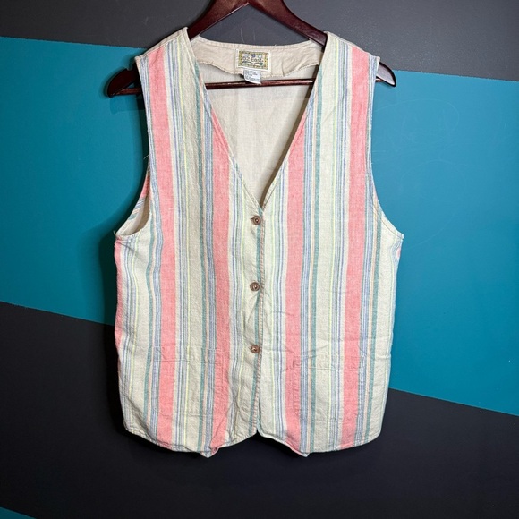 62 East Beige Linen Blend Vest - Picture 1 of 11